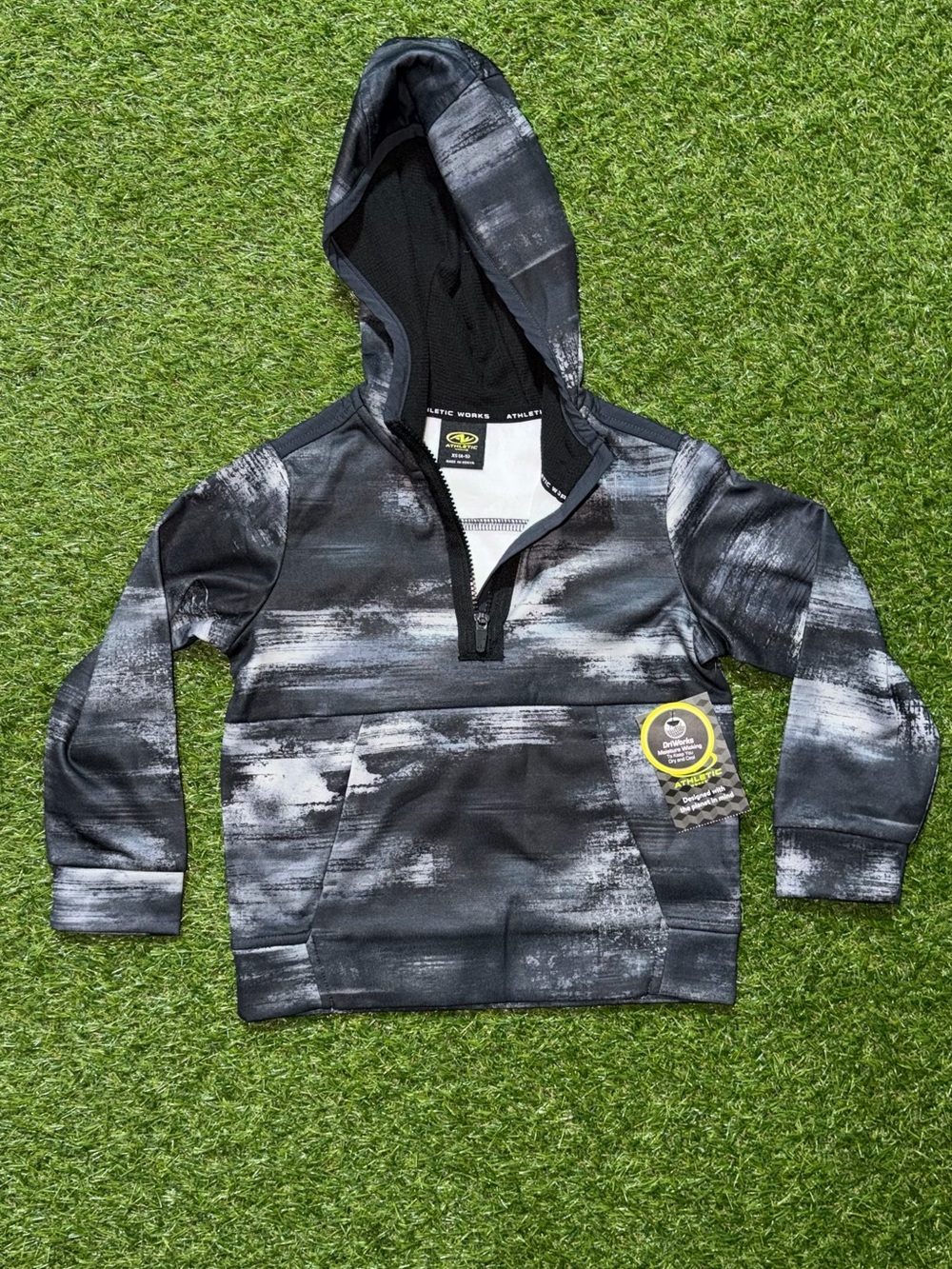 Athletic Works Black & Gray Hooded Half-Zip Pullover
